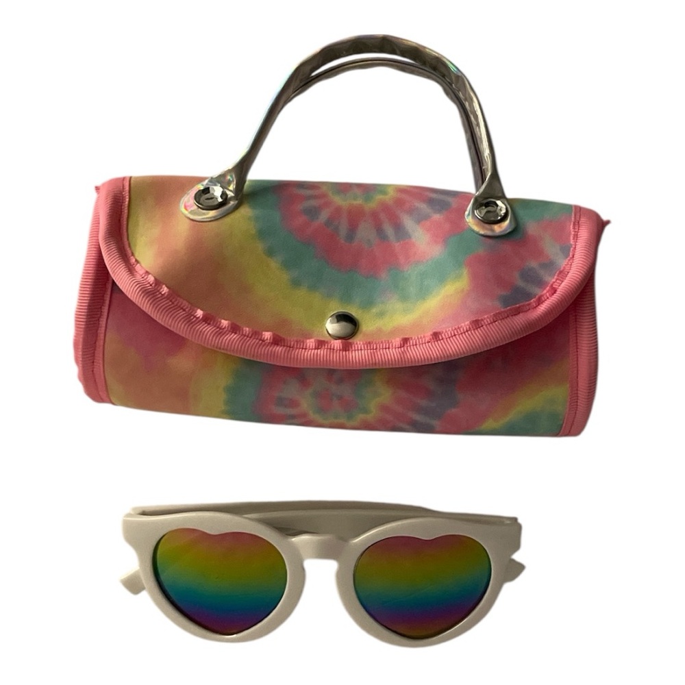 The Children's Place set of Rainbow Tie-Dye Case and heart shaped tinted lenses
